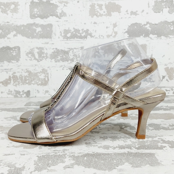 Naturalizer Shoes - New Naturalier Skylar Gold Leather Ankle Strap Heels Sandals T583